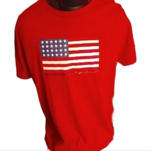 Polo Jean's By Ralph Lauren Vtg American Flag Tee Shirt Men's Size XL